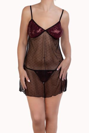 0744 RED SEQUIN NIGHTDRESS